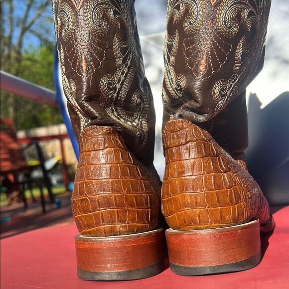 Ferrini Men's Caiman Croc Print Cowboy Boot Brown 10.5 D Wide Square Toe 4039323 - Picture 13 of 16